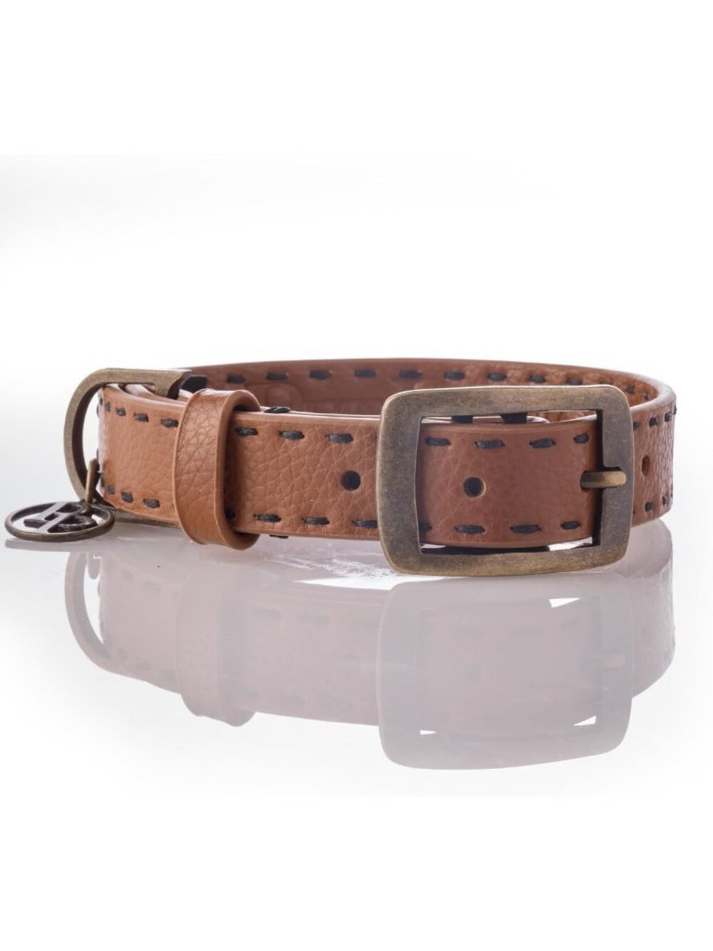 Vegan Leather Dog Collar, Chestnut Brown, Stylish & Durable, X-Small Size